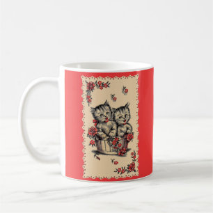 adorable kittens in a flower basket coffee mug