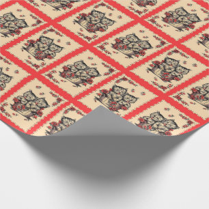 adorable kittens in a flower basket wrapping paper