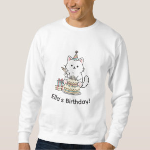 Adorable Kitty Birthday Celebration Personalizable Sweatshirt