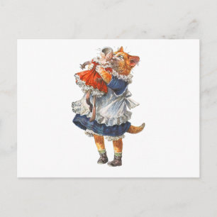 Adorable Kitty Cat Hugs Her Broken Doll. Postcard