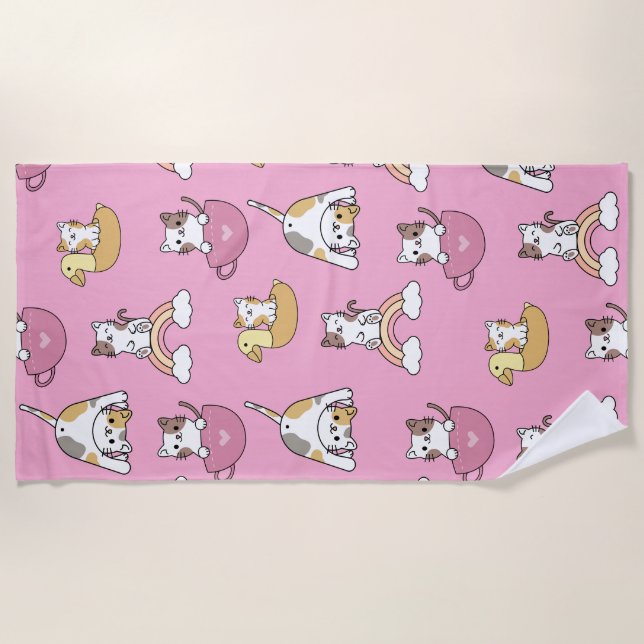 Adorable Kitty Cats Beach Towel (Front)