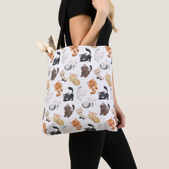 Adorable Kitty Cats Pattern Tote Bag (Close Up)