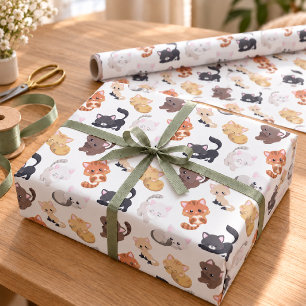 Adorable Kitty Cats Pattern Wrapping Paper