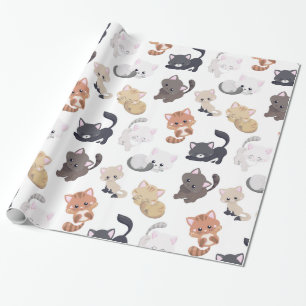 Adorable Kitty Cats Pattern Wrapping Paper