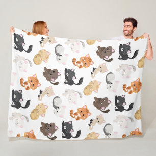 Adorable Kitty Cats Print Fleece Blanket