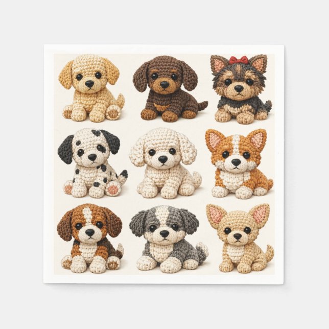 Adorable Knitted Puppies Napkin (Front)