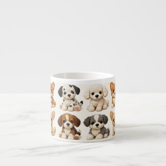 Adorable Knitted Puppies Pattern Espresso Cup