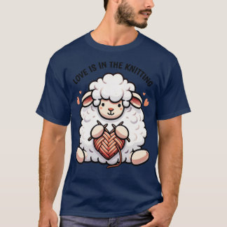 Adorable Knitting Sheep Love and Crafts Illustrati T-Shirt