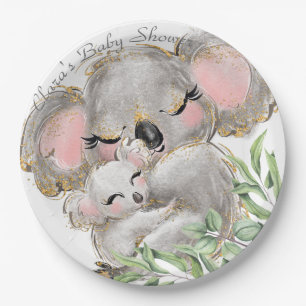 Adorable Koala Baby, Mom Baby Shower Paper Plate