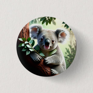 Adorable Koala Bear 1 Inch Round Button
