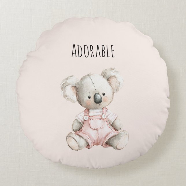 Adorable Koala Bear Animal Round Pillow (Front)