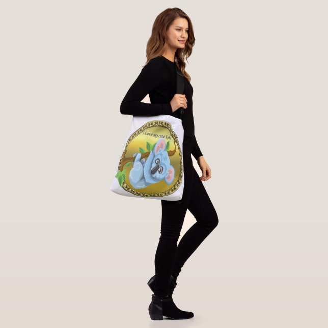 Adorable koala bear hanging on a tree branch crossbody bag (On Model)