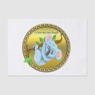 Adorable koala bear hanging on a tree branch tissue paper