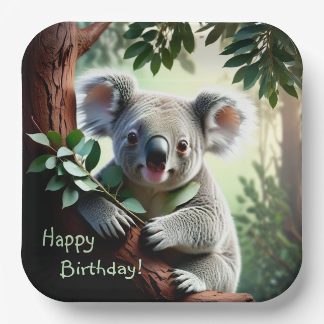 Adorable Koala Bear Paper Plate (Front)