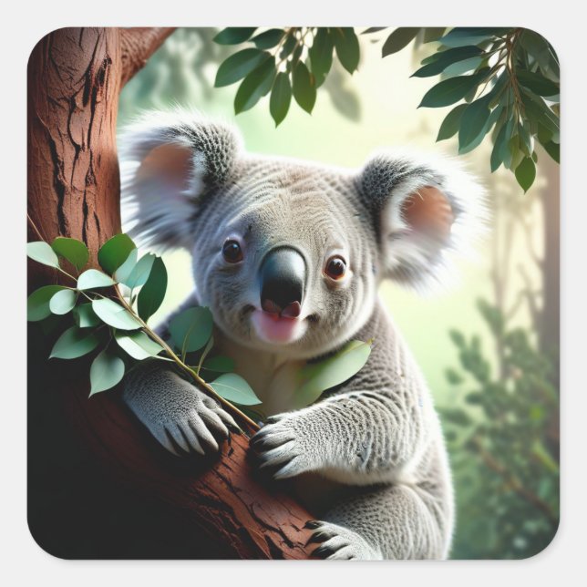 Adorable Koala Bear Square Sticker (Front)
