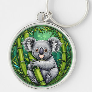 Adorable Koala Hugging Bamboo Stalk Keychain