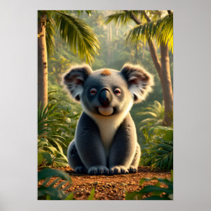 Adorable Koala in Lush Jungle Poster