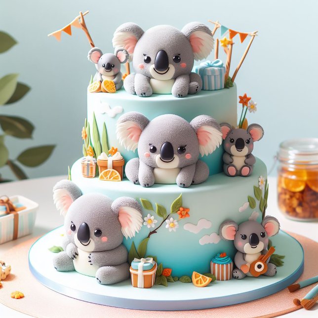 ADORABLE KOALA THEMED KIDS BIRTHDAY CAKE CARD (Creator Uploaded)