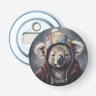 Adorable koala wearing cute hat cusomizable  bottle opener