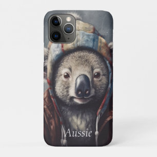 Adorable koala wearing cute hat cusomizable iPhone 11 pro case