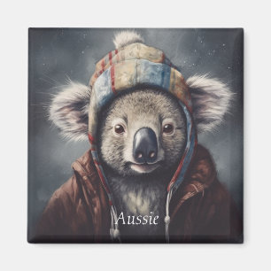 Adorable koala wearing cute hat cusomizable magnet