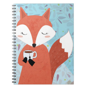 Adorable Lady Fox Leaf Background Notebook