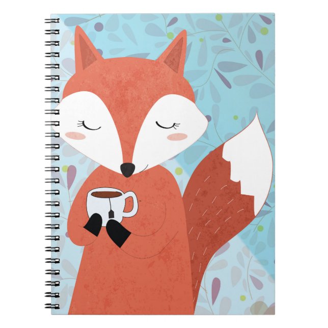 Adorable Lady Fox Leaf Background Notebook (Front)