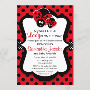 Adorable Ladybug Girl Baby shower Invitation