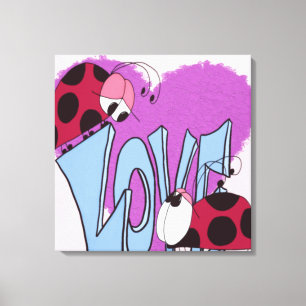 Adorable Ladybug Love Cartoon Canvas Print