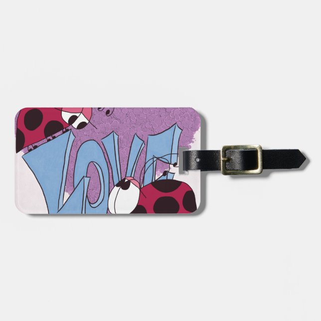 Adorable Ladybug Love Cartoon Luggage Tag (Front Horizontal)