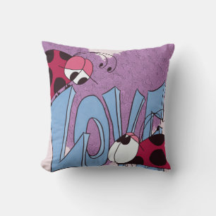Adorable Ladybug Love Cartoon Throw Pillow