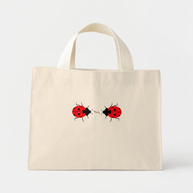 Adorable Ladybug Tiny, Budget, Shopping, or Large Mini Tote Bag (Front)