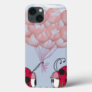 Adorable Ladybug With Pretty Pink Balloon Bouquet iPhone 13 Case