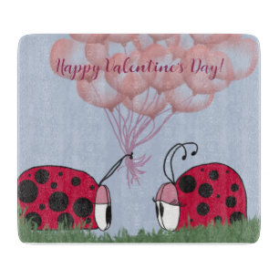 Adorable Ladybug With Pretty Pink Balloon Bouquet Cutting Board