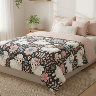 Adorable Lamb Floral Cozy Nursery Blanket