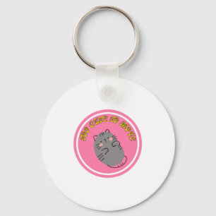 Adorable Lazy Cat "Too Cute To Move" Design Keychain