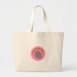 Adorable Lazy Cat "Too Cute To Move" Design Large Tote Bag