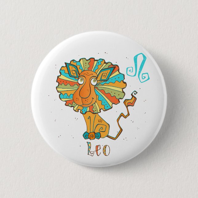Adorable Leo Lion 2 Inch Round Button (Front)