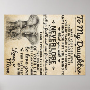 Adorable Letter To Daughter   Lovely Gift Poster
