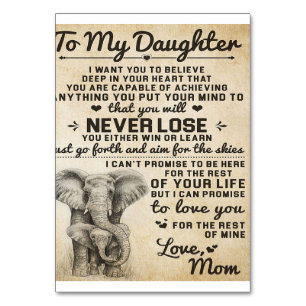 Adorable Letter To Daughter   Lovely Gift Table Number