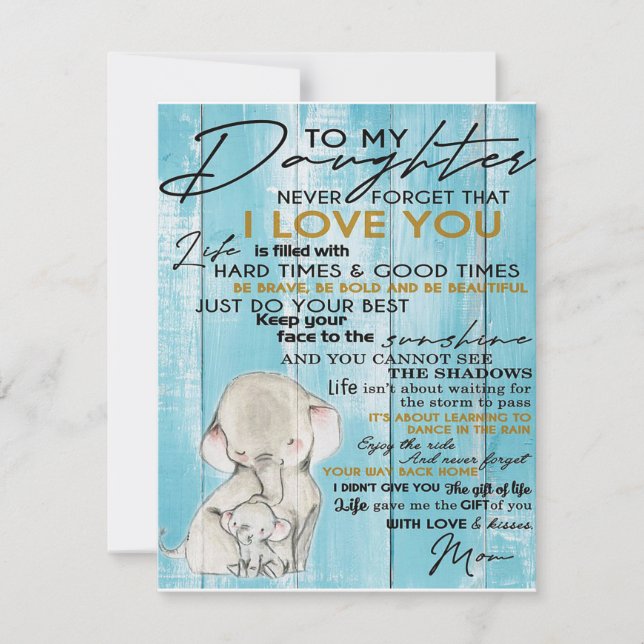 Adorable Letter To My Daughter, Lovely Gift Invitation (Front)