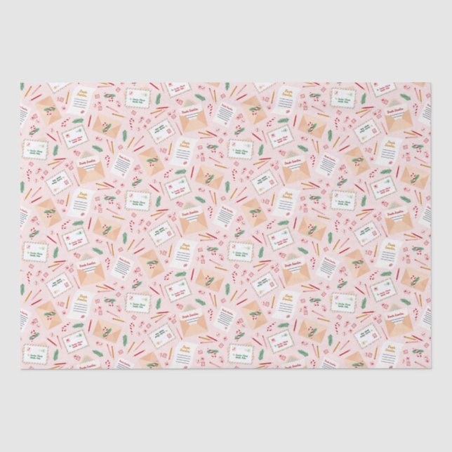 Adorable Letters to Santa Mail Christmas Pattern Tissue Paper (Front)