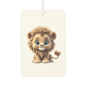 Adorable Lion Cub Sitting Portrait Illustration Air Freshener