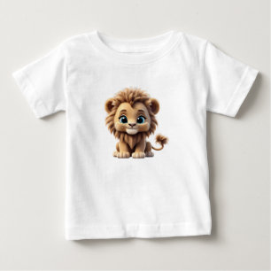 Adorable Lion Cub Sitting Portrait Illustration Baby T-Shirt