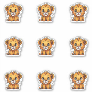 Adorable Lion Cub Sticker Pack