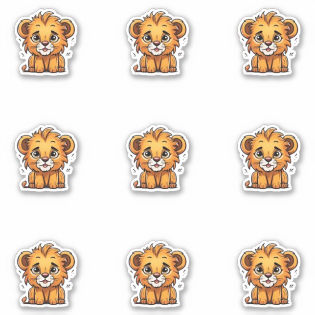Adorable Lion Cub Sticker Pack (Front)