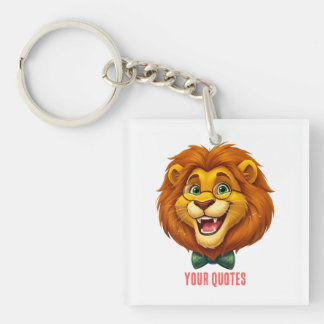 Adorable Lion Mascot with Bowtie Kids Keychain