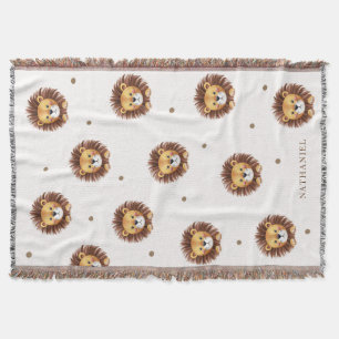 Adorable lion pattern nursery throw blanket