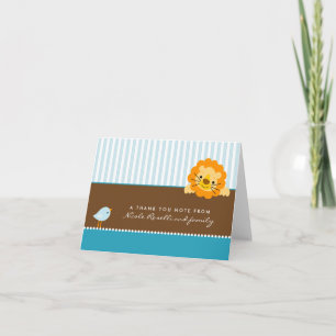 Adorable Lion Photo (inside) Thank You Card (aqua)