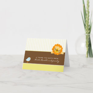 Adorable Lion Photo (inside) Thank You Card: lemon Card